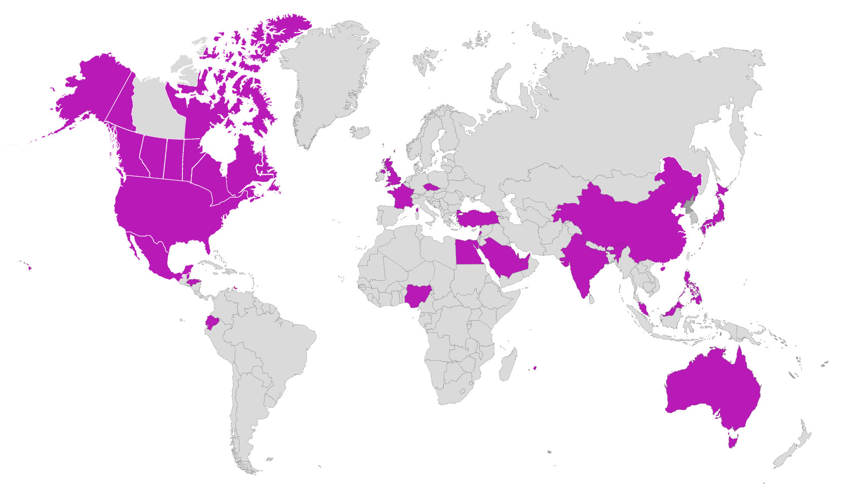 map of online exam locations