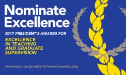 Nominations are now being accepted for the 2017 President's Awards for Excellence in Teaching and Graduate Supervision